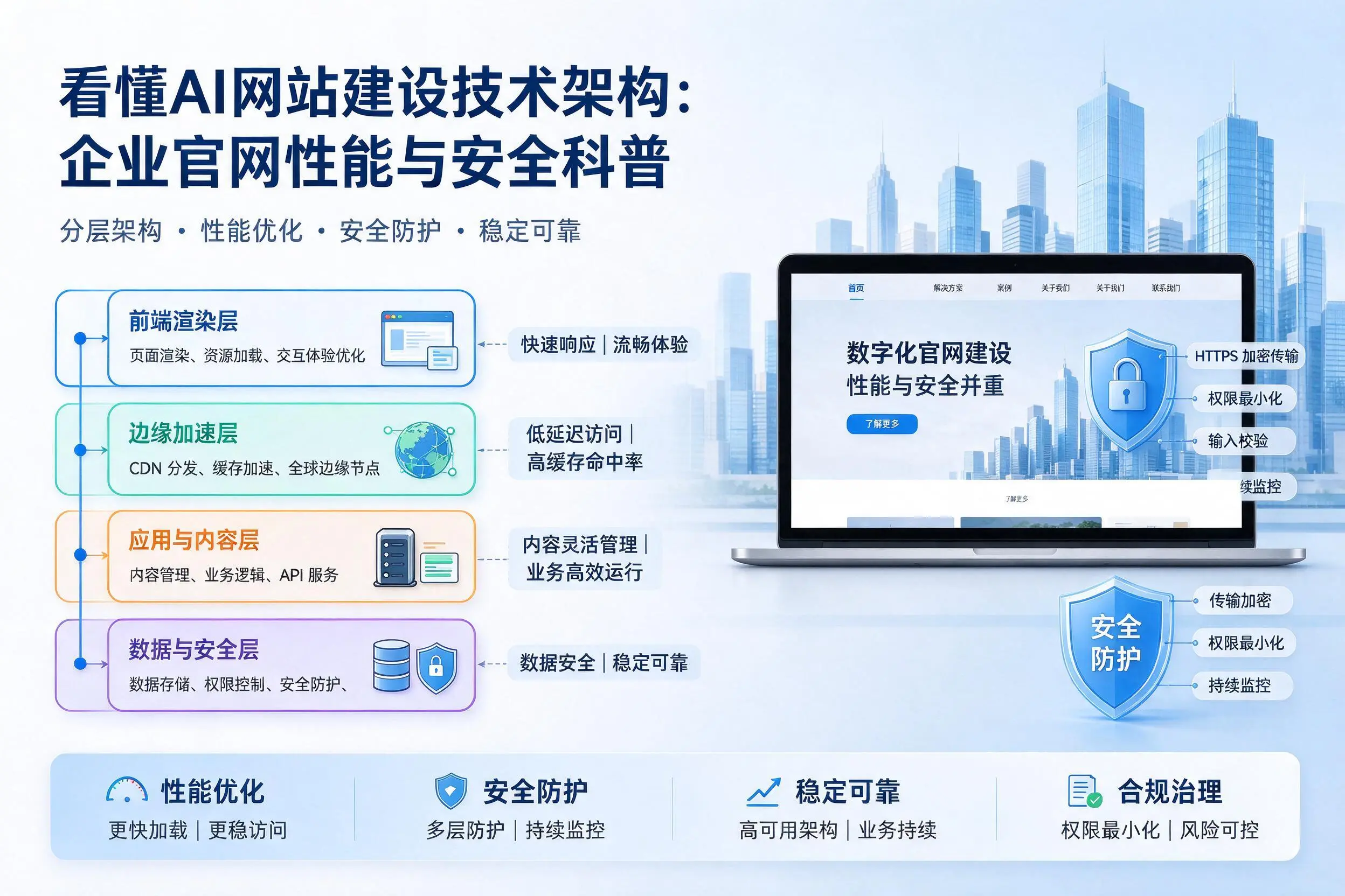 看懂AI网站建设技术架构：湘西企业官网性能与安全科普