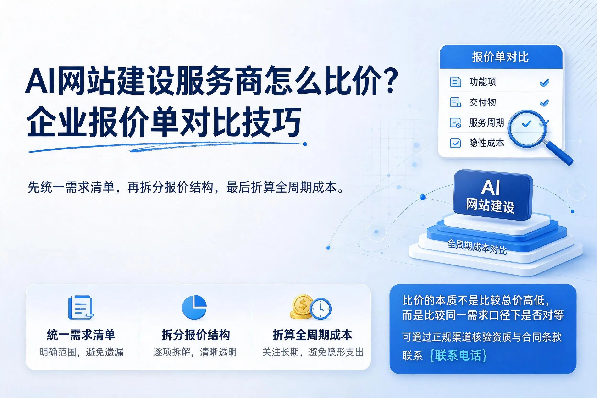 AI网站建设服务商怎么比价？湘西企业报价单对比技巧
