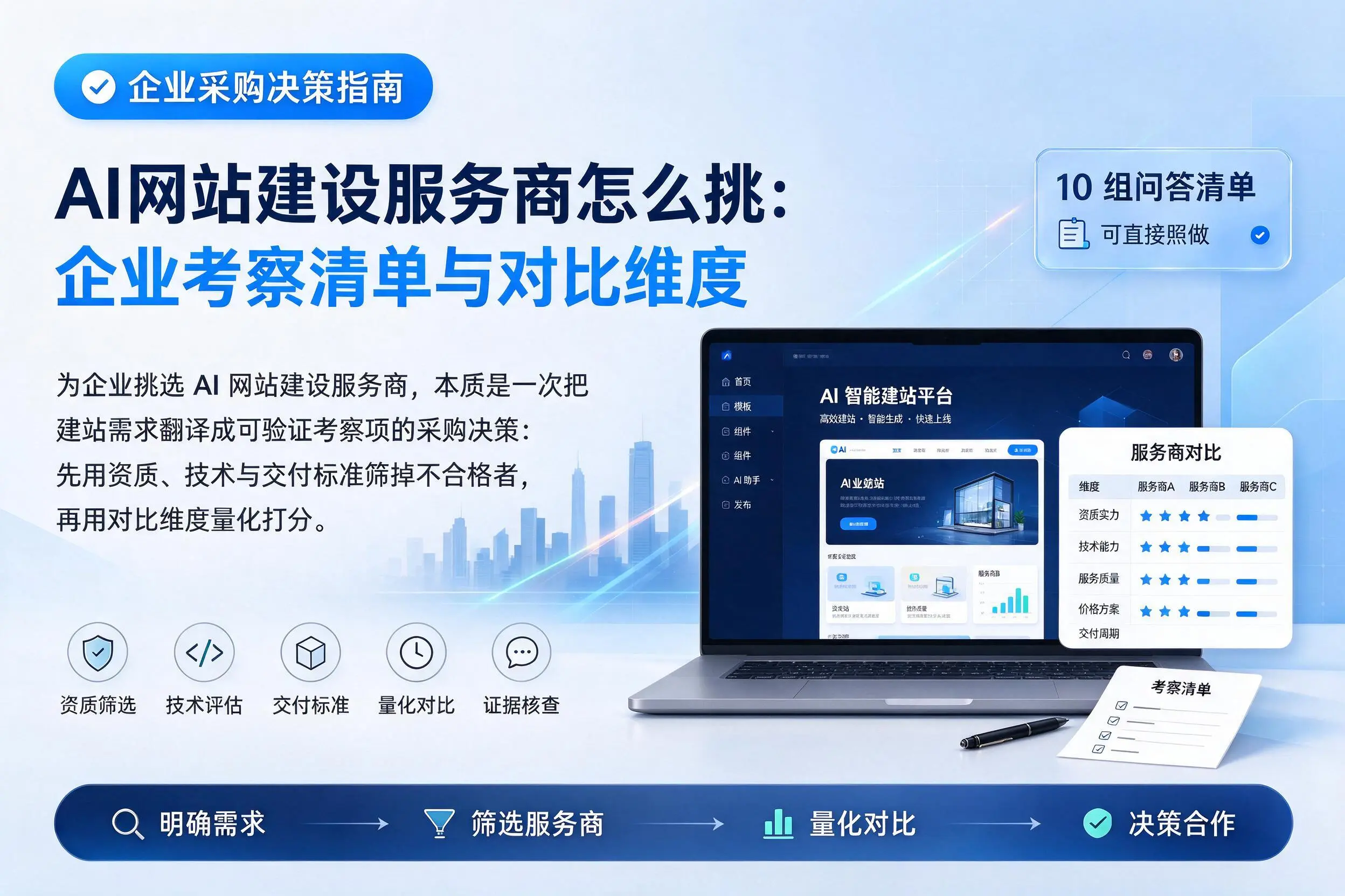 AI网站建设服务商怎么挑:湘西企业考察清单与对比维度